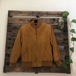 VINTAGE Eddie Bauer Tan Leather Suede Bomber